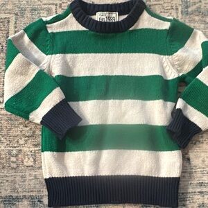 Kids Green & White Striped Knit Sweater